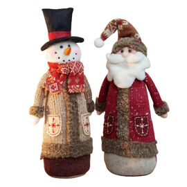 **ASTD MULTI 2** Santa & Snowman Fabric Ornament