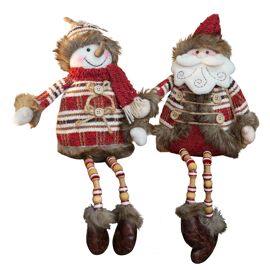 **ASTD MULTI 2** Sitting Santa & Snowman with Wooden Legs