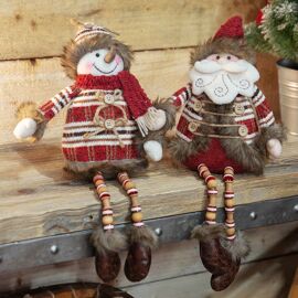 **ASTD MULTI 2** Sitting Santa & Snowman with Wooden Legs