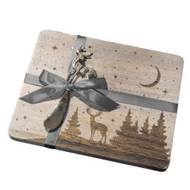 White Wash Engraved Chopping Board with Knife