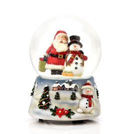 Hand Painted Santa & Snowman wind up Music Waterball 410mm