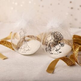 Disney Set of 2 Belle & Beast Feather Baubles